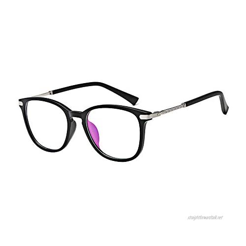 BOZEVON Fake Glasses for Women Men - Vintage Glasses Frames Round Non Prescription Cozy Composite Frame Eyewear Clear Lens
