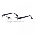 Half-Rim Rectangular Glasses Frame with Clear Lens for Men Metal Eyewear Non-prescription with Case