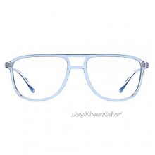 TIJN Retro Square Glasses for Women Men with Blue Light Blocking Lenses Non Prescription Glasses Lightweight Frame