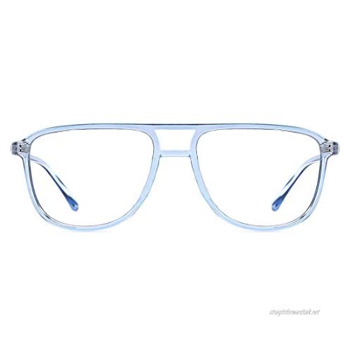 TIJN Retro Square Glasses for Women Men with Blue Light Blocking Lenses Non Prescription Glasses Lightweight Frame