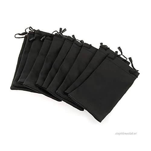10 Piece Eyeglass Bags Value Pack Soft Pouches for Eyewear Glasses Sunglasses Spectacles Cases(black)