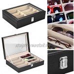 8 Slot Eyeglass Sunglasses Glasses Storage Case With Glass Lid Sorting Box For Storage And Presentation Of Eyeglasses