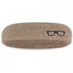 Kentop Glasses Case in Fabric with Soft Lining Hard Case for Glasses Anti-Shock 16.1 * 6.1 * 3.8CM brown