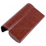 Kissherely Portable Oval Leather Glasses Case Lightweight Hard Case Sunglasses Storage Box (Brown)