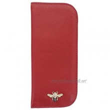 Mala Leather Mason Collection Soft Slim Leather Glasses Case 5155_27 Red