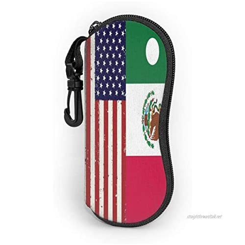 Mexican And American Flag Soft Shell Eyeglasses Case Portable Glasses Case Sunglasses Pouch