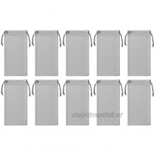 Microfibre Drawstring Glasses Bag/Gadget Pouch (10 Pack) - Silver
