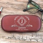 Personalised Eyeglass Case Engraved Spectacle Holder for Glasses Protection Portable/Hard Shell/Slim Travel Light/Foldable/Men/Women/Red Black Blue Purple/Compass Initials/15.5 x 7 x 3 Centimetre