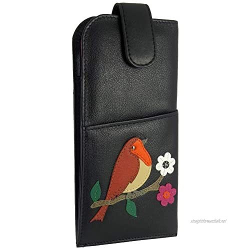 Robin Real Leather Magnetic Glasses Spectacles Case
