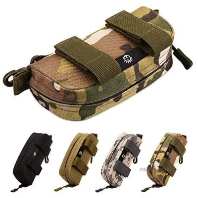 Selighting Tactical Sunglasses Carrying Case Black Military Molle Zipper Eyeglasses Hard Case with Clips