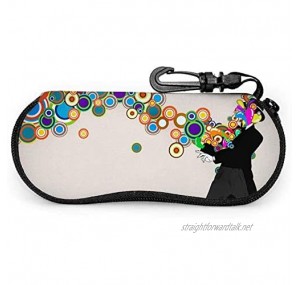 Soft Sunglasses Case With Carabiner Keychain Drawn Giraffe Ultra Light Portable Neoprene Zipper Eyeglass Bag-Magic Bubble