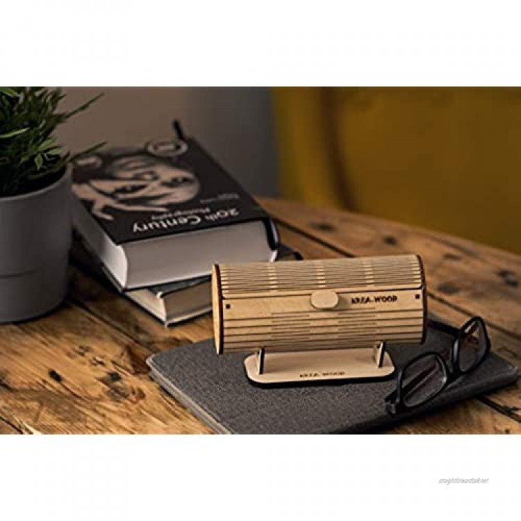 Wooden Glasses case + Stand. Wooden Handmade. Natural Birch Natural Color by Krea-Wood® Brand