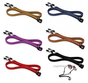 6 Pcs PU Leather Eyeglass Strap Non-Slip and Adjustable Spectacle Lanyard for Sports and Decoration Fit Most Eyewear Fit All Head Types Unisex (6 Colors)