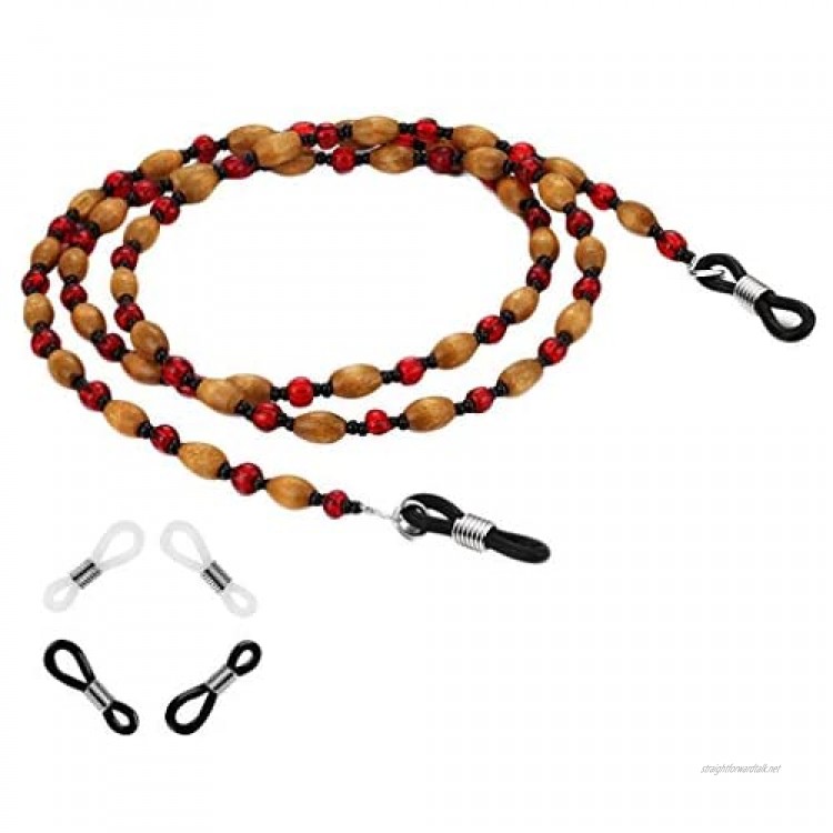 Bigood Retro Wooden Beads Eyeglass Chain Reading Glass Cord Retainer Holder Jewelry