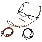 Bocotoer Eyeglass Cords Retainer Eyeglass Strap PU Leather for Kids Adult Sports Black Light Brown and Dark Brown Pack of 3