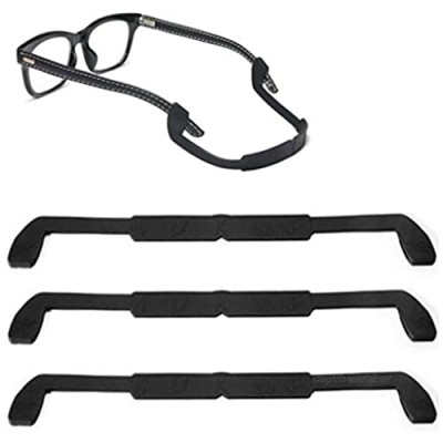 Ericotry 3PCS Black Elastic Silicone Eyeglasses Strap Anti-slip Glasses Strap Soft Eyewear Retainer Sport Unisex Sunglass Retainer Holder Straps