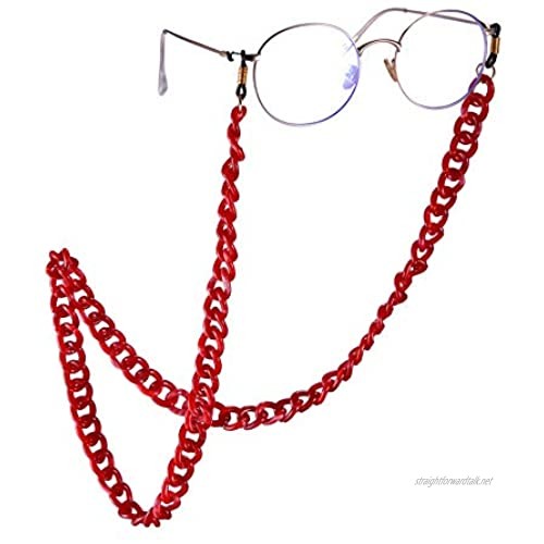 kkjoy Fashion Hip Hop Eyewear Chain Retro Acrylic Eyeglasses Sunglasses Reading Glasses Non-Slip Rubber Strap Keeper Lanyard Holder Necklace for Women Men