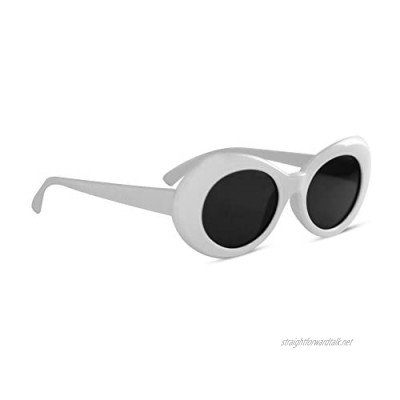 Clout Goggles Oval Sunglasses Mod Style Retro Fashion Kurt Cobain (White)
