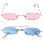 Haichen Vintage Small Oval Sunglasses for Women Men Retro Hippie Glasses Metal Frame Candy Colors