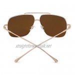 JIM HALO Oversized Sunglasses for Men Women Classic Square Lens Metal Frame
