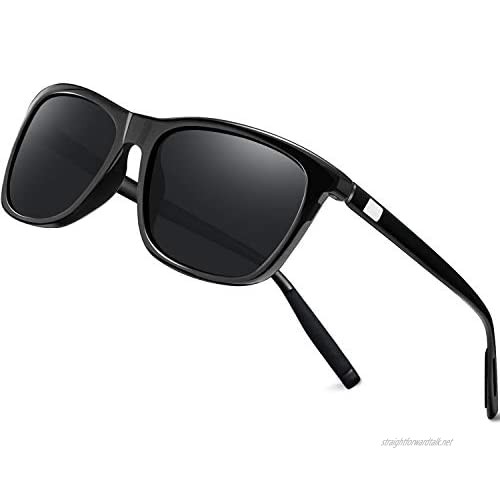 KANASTAL Mens Polarised Sunglasses Classic Rectangular Men Sunglasses UV400 Protection Aluminum-magnesium Alloy Arms Spring Hinges for Driving Fishing Golf Outdoor Travel