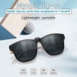 LUFF Polarized Clip on Sunglasses - UV400 Flip Up Sunglasses Men Women - Elegant&Comfortable Clips Anti-Glare Myopic Sunglasses for Outdoor/Driving/Fishing