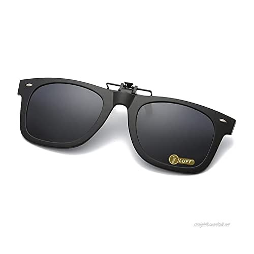 LUFF Polarized Clip on Sunglasses - UV400 Flip Up Sunglasses Men Women - Elegant&Comfortable Clips Anti-Glare Myopic Sunglasses for Outdoor/Driving/Fishing