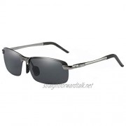 LZXC Polarized Driving Sunglasses Men Women Sport Eyewear Unbreakable Ultra-Light AL-MG Clear Black Lens