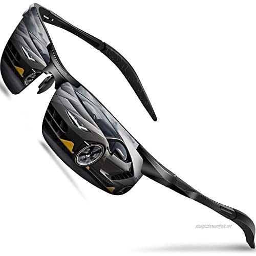 Mens Sunglasses Driving Polarized Sun glasses Sports Mirrored Retro Shades for Cycling Golf Shooting Fishing UV 400 protection