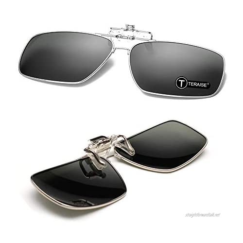 Metallic Rim Polarized Clip-on Sunglasses Men’s Clip on Sunglasses With Flip Up Function Suitable Driving Outdoor Sports