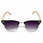 Navaris Vintage UV400 Bamboo Sunglasses - Unisex Retro Wooden Optics Glasses - Classic Wood Shades Women Men - Fashionable Chic Eyewear with Case