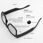 Smart Audio Sunglasses Polarized Lenses UV400 Open Ear Bluetooth Sunglasses Speaker Listen Music Make Phone Calls (Black Frame-Transparnet Lens)