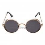Steampunk Circle Sunglasses Retro Mens Women Cosplay Cyber Vintage UV400 Goggles