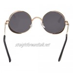 Steampunk Circle Sunglasses Retro Mens Women Cosplay Cyber Vintage UV400 Goggles