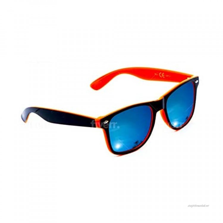 Two Tone Orange Blue Mirror Sunglasses