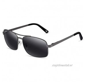 VEGOOS Mens Sunglasses Polarised UV400 Protection Retro Square Metal Frame Driving Fishing Golf Outdoor Sports Shades