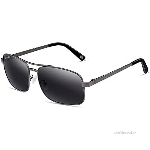 VEGOOS Mens Sunglasses Polarised UV400 Protection Retro Square Metal Frame Driving Fishing Golf Outdoor Sports Shades