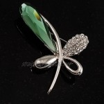 Avalaya Contemporary Crystal Butterfly Brooch (Green&Clear)