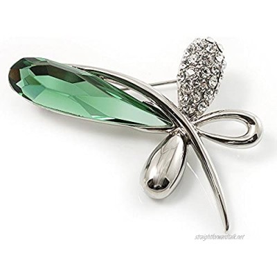 Avalaya Contemporary Crystal Butterfly Brooch (Green&Clear)
