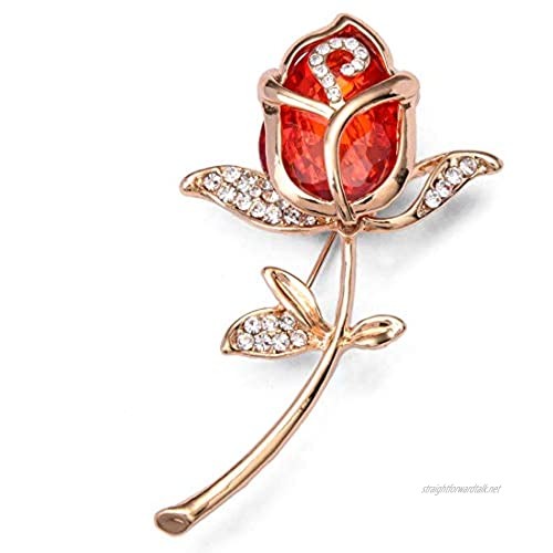 Belle's Bijou Boutique Eye catching red Rose Crystal and Rhinestone Brooch - a Perfect Accessory This Autumn/Winter