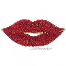 Brooch Boutique Gold Plated Bright Red Crystal Lips Brooch