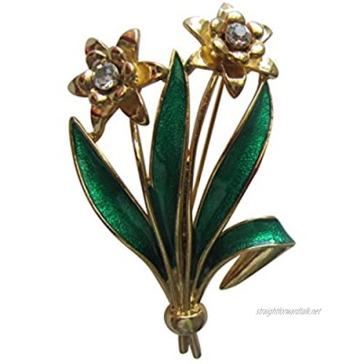Brooch Boutique Gold Plated with Enamel Double Daffodil Brooch St. David's Day