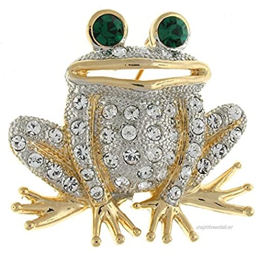 Brooches Store Crystal and Emerald Frog Brooch