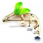 Cosanter Cute Women Brooches Lily of The Valley Shaped Brooches Overcoat Collar Ornament Daily Jewelry 2.7CM