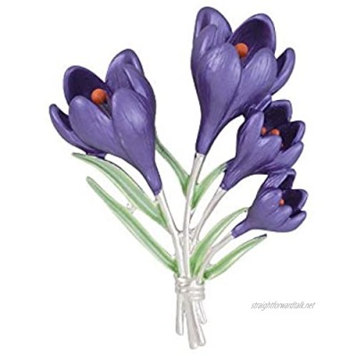 Eternal Collection Crocus Purple Enamel Silver Tone Flower Brooch