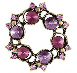Eternal Collection Violette Purple Crystal Gold Tone Brooch