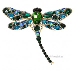 EVER FAITH® Dragonfly Teardrop Pendant Brooch Austrian Crystal