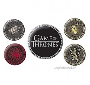 Genuine HBO Game of Thrones Four Great Houses 5 Piece Button Badge Set