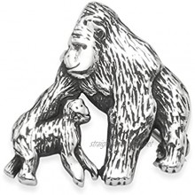 Heather Needham Silver : Sterling Silver Gorilla Brooch - Mother & baby Silverback Gorilla solid Silver - Antique finish - SIZE: 20mm x 22mm Gift boxed LAST ONES CLEARANCE PRICE 9004