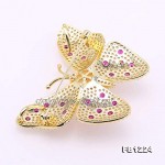 JYX 8.5-10mm White Flat Round Freshwater Pearl Butterfly Brooch Pendant Dual-use Type for Wedding